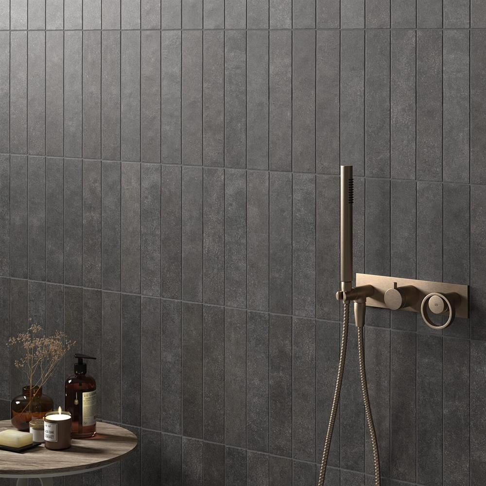 Terra charcoal black shower metro tiles